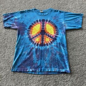 Sundog Tie Dye Peace Sign Shirt Mens Large Multicolor Hippie Tee T-Shirt